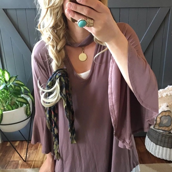 Tops - Last One!! XL Mauve Flare Sleeve Blouse Top Blouse